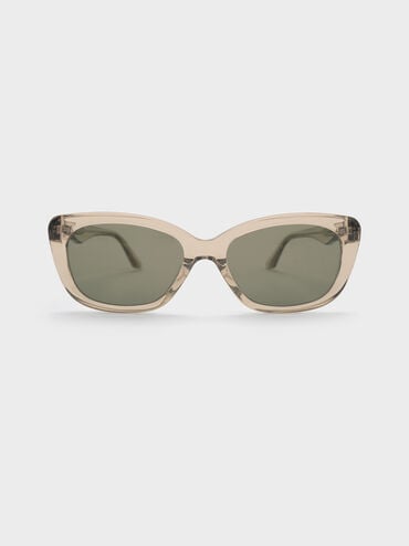 Maeva Recycled Acetate Cat-Eye Sunglasses, Beige, hi-res