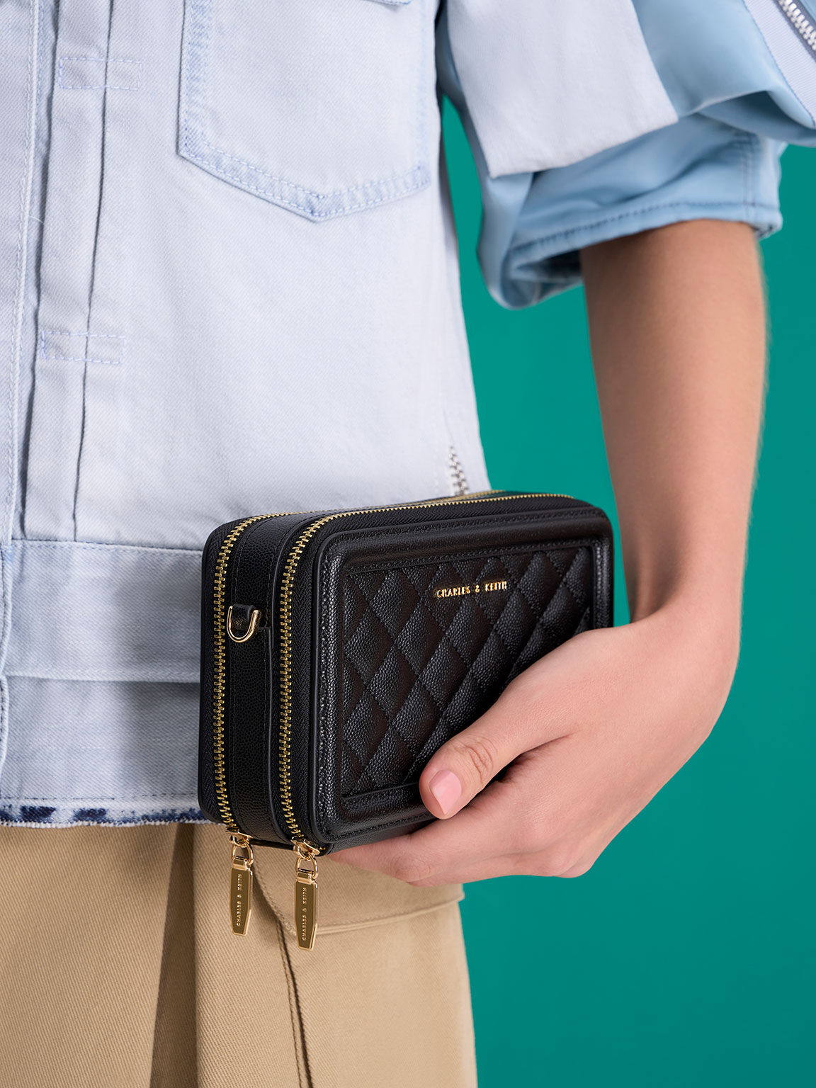 Quilted Boxy Long Wallet Black