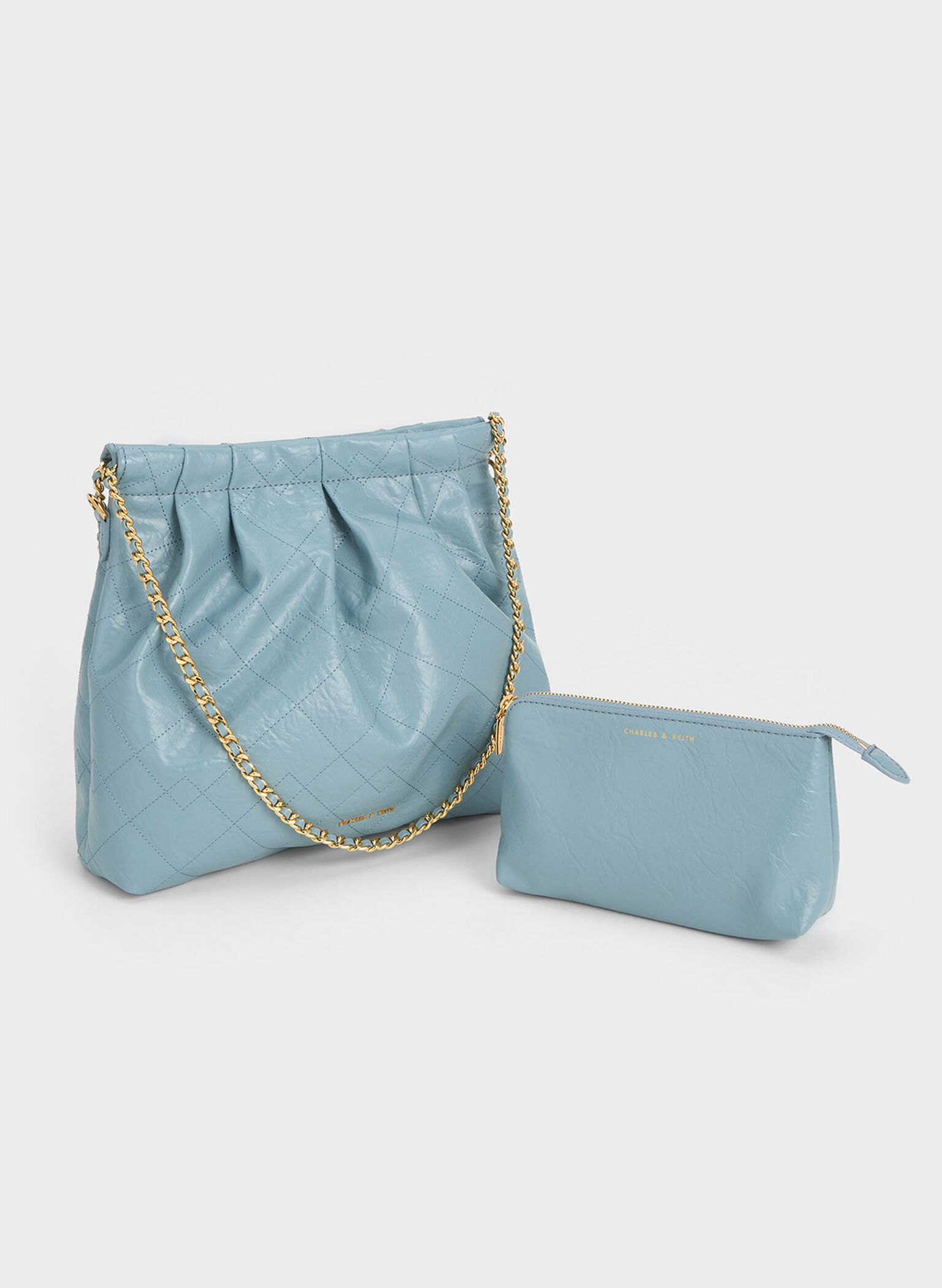 Duo Double Chain Hobo Bag, Slate Blue, hi-res
