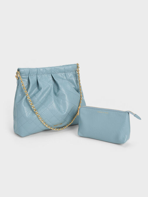 Duo Double Chain Hobo Bag, Slate Blue, hi-res
