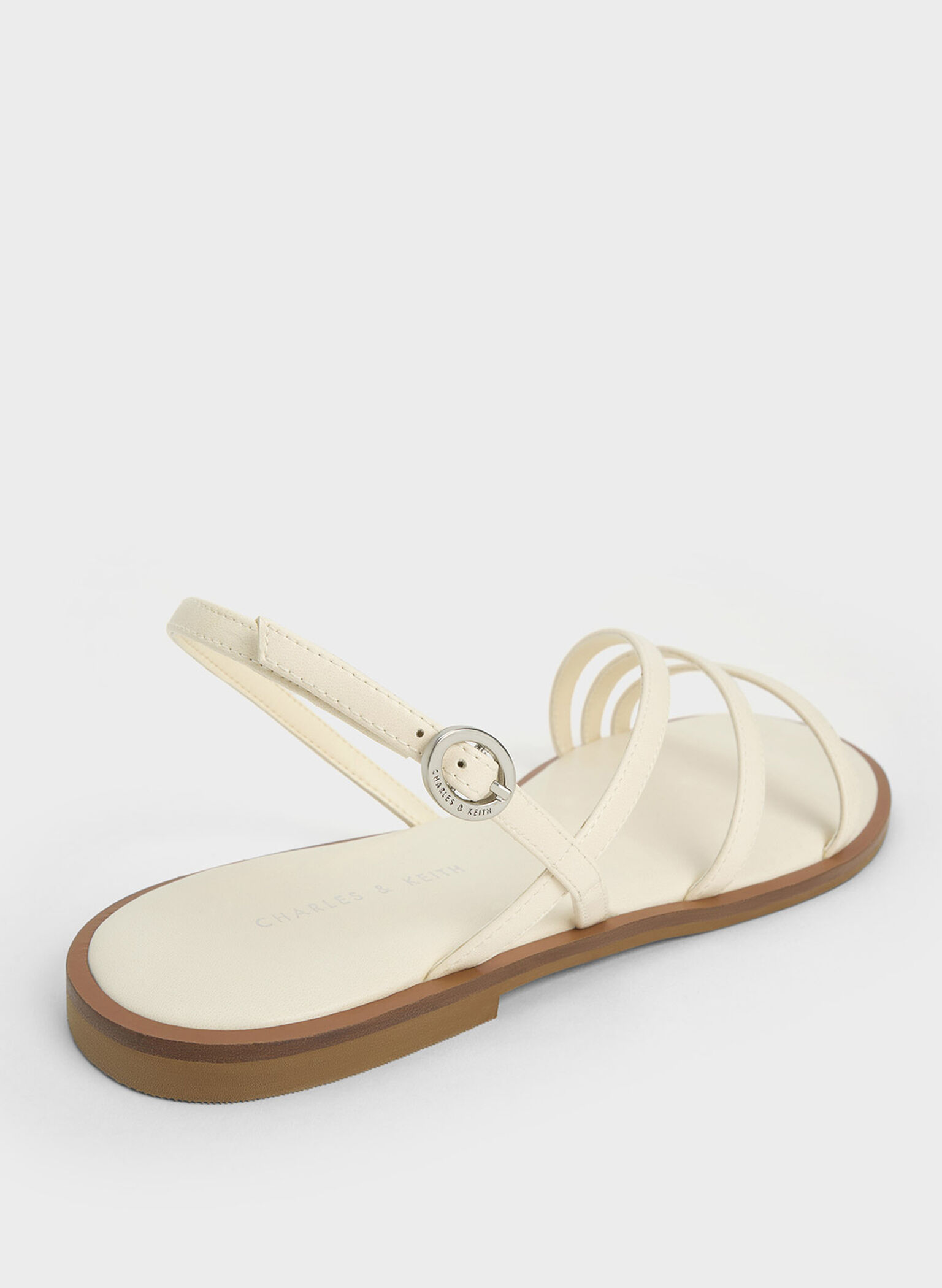 Asymmetric Triple-Strap Sandals, Chalk, hi-res
