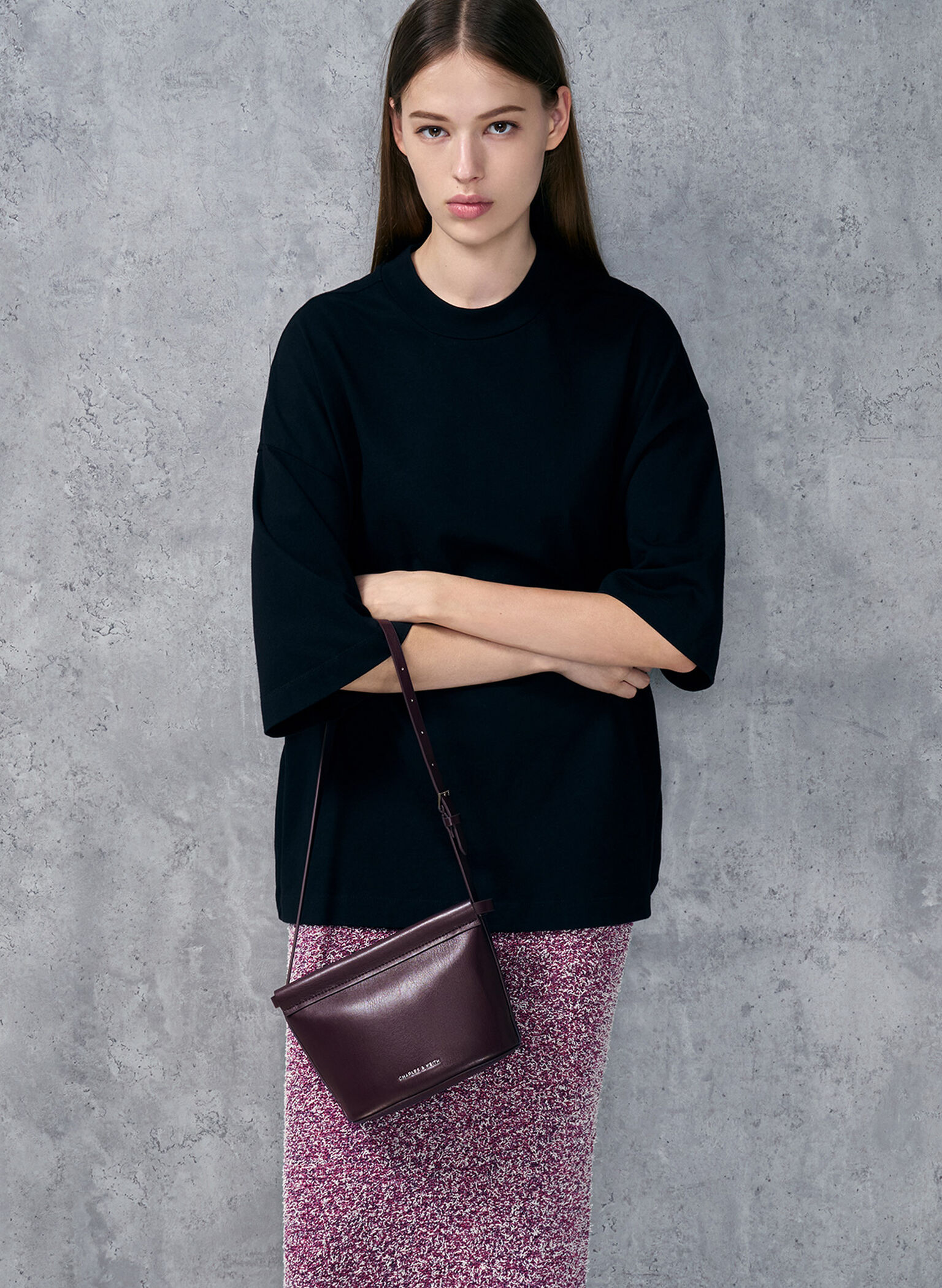 Ellis Bucket Bag, Plum, hi-res