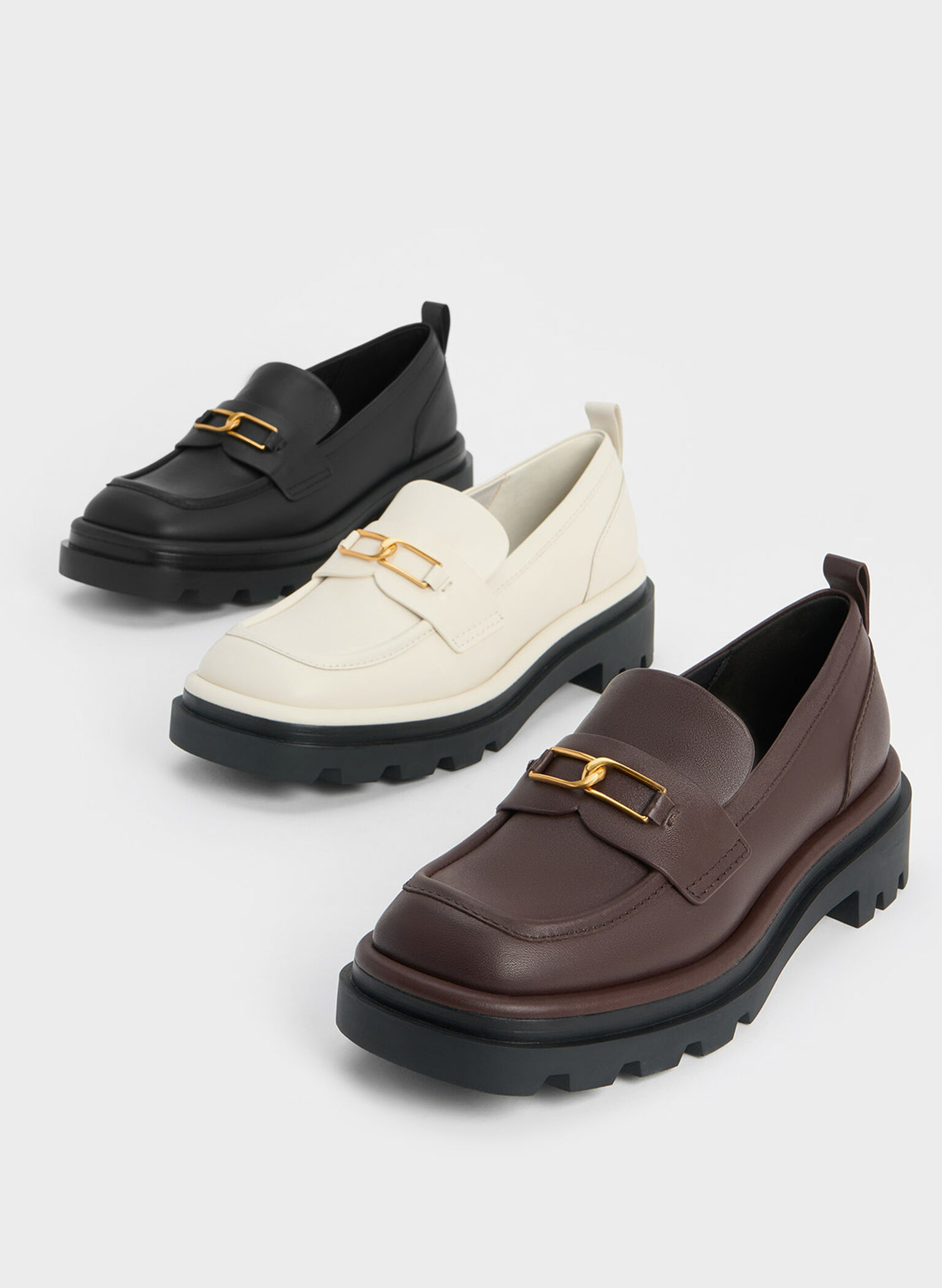 Gabine Leather Pull-Tab Loafers, Chalk, hi-res