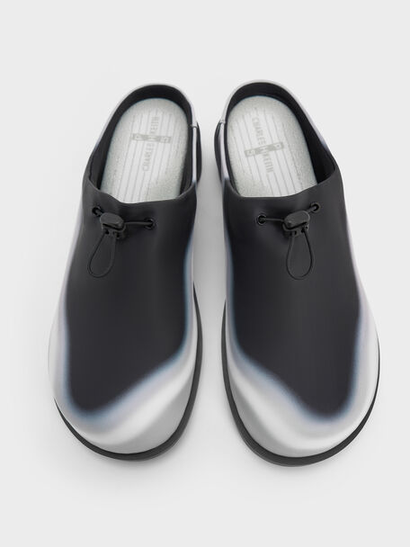 Gradient Wave Slip-On Mules, Black, hi-res