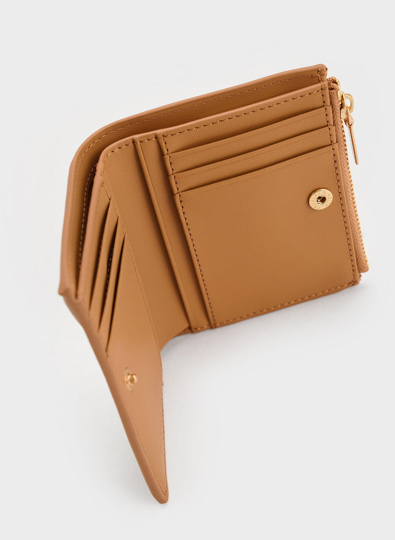 Midori Geometric Top-Zip Wallet, Camel, hi-res