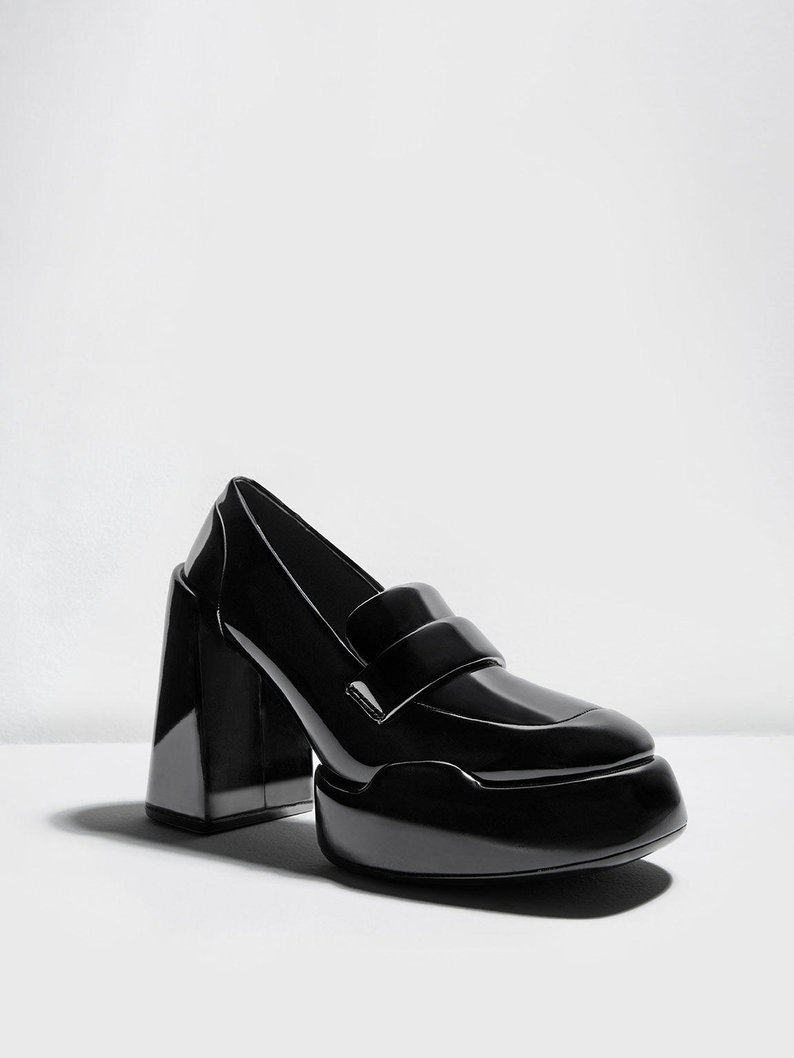 Patent heeled hot sale loafers