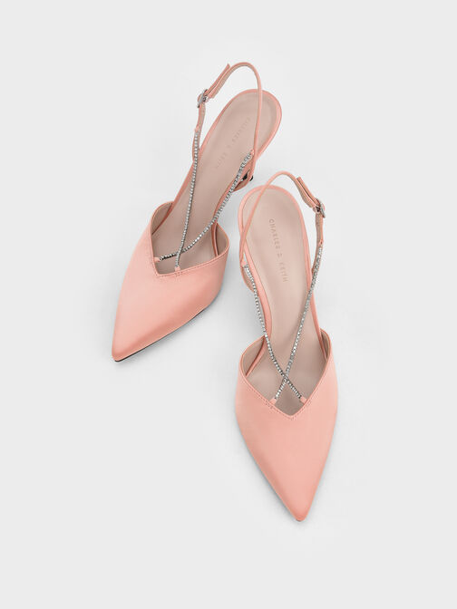 Adel Recycled Polyester Gem-Strap Slingback Ballerina Pumps, Blush, hi-res