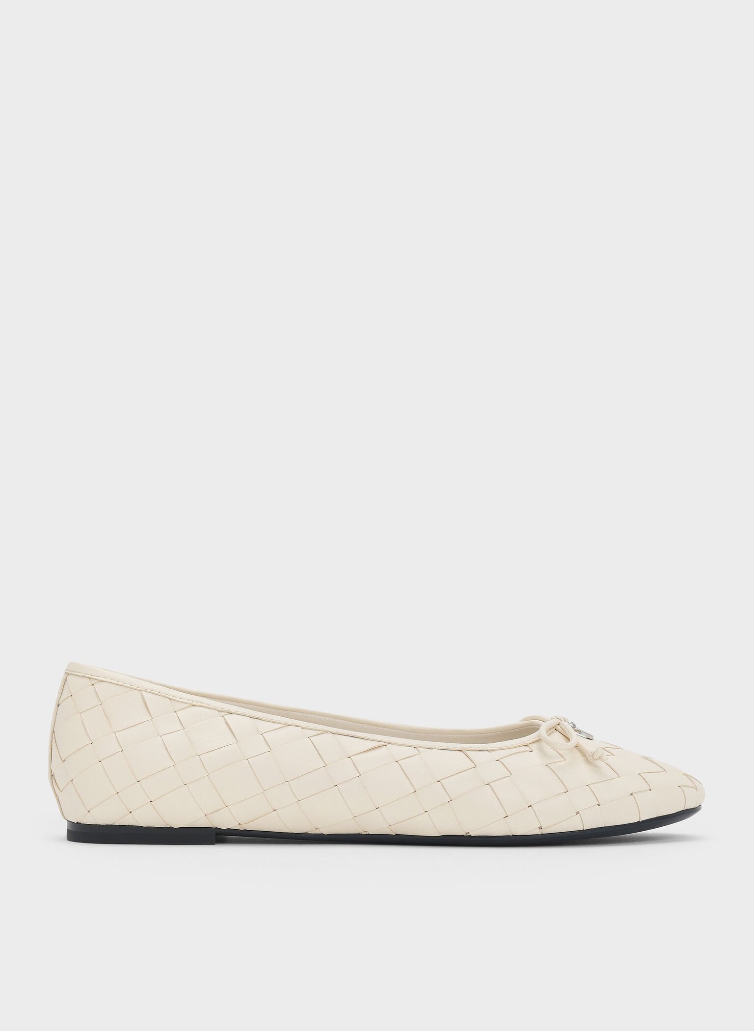 Ivette Woven Bow Ballet Flats, Chalk, hi-res