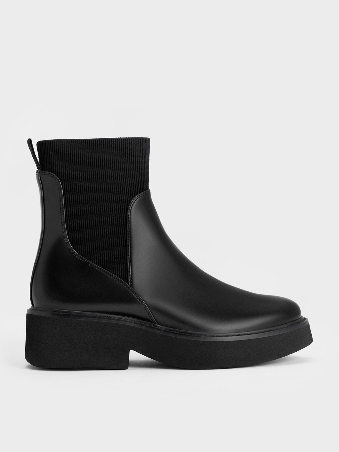 flat black sock ankle boots