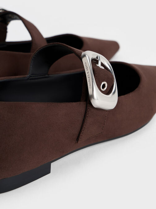 Masei Faux Suede Grommet-Strap Mary Janes, Dark Brown, hi-res
