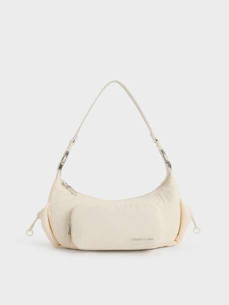 Soleil Nylon Shoulder Bag, Cream, hi-res