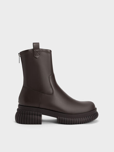 Elise Cowboy Platform Ankle Boots, Dark Brown, hi-res