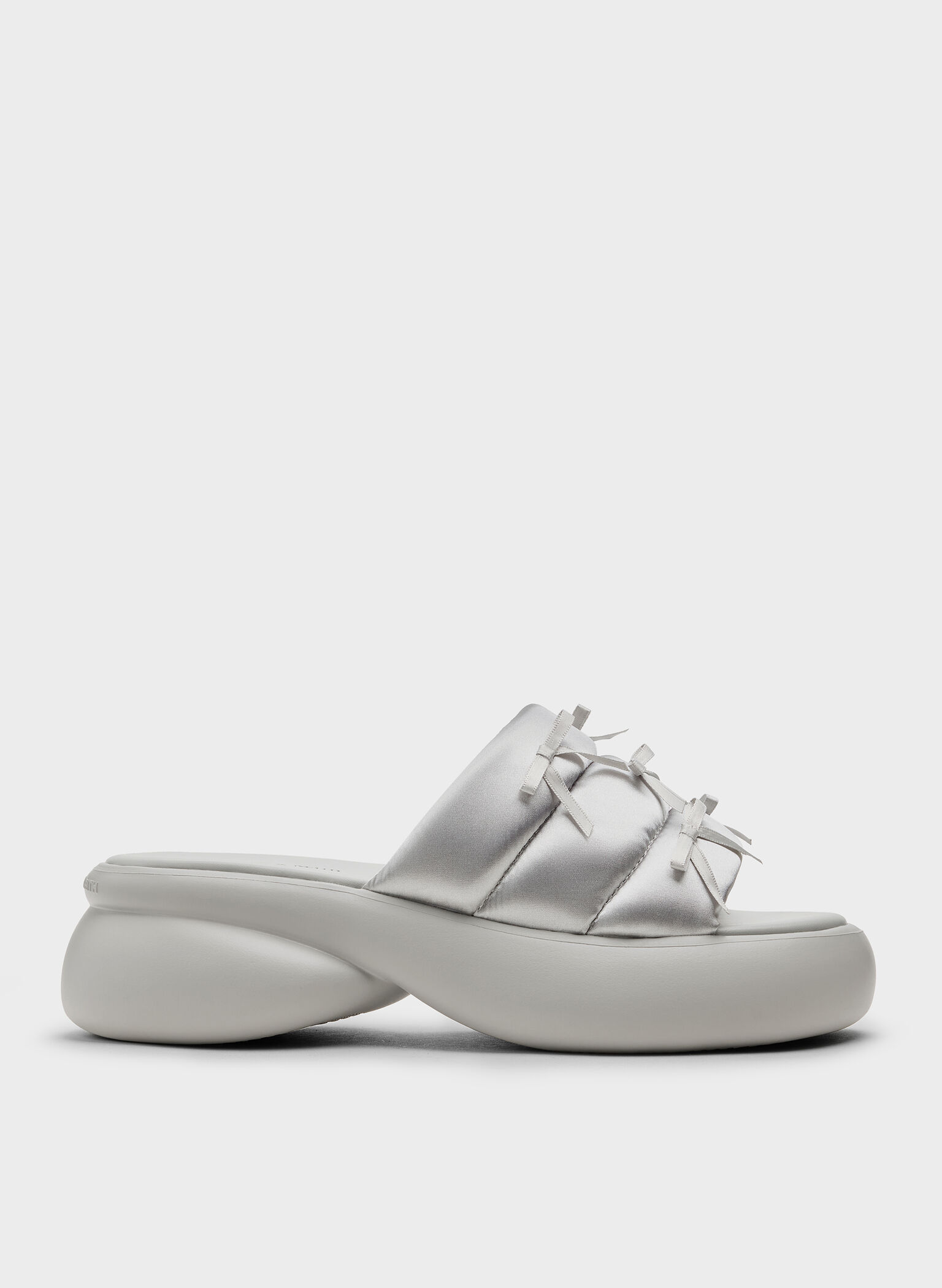 Recycled Polyester Bow Puffy Sports Sandals, Light Grey, hi-res