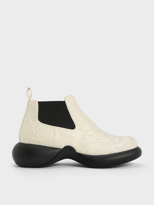 Hallie Textured Ankle Boots, White, hi-res
