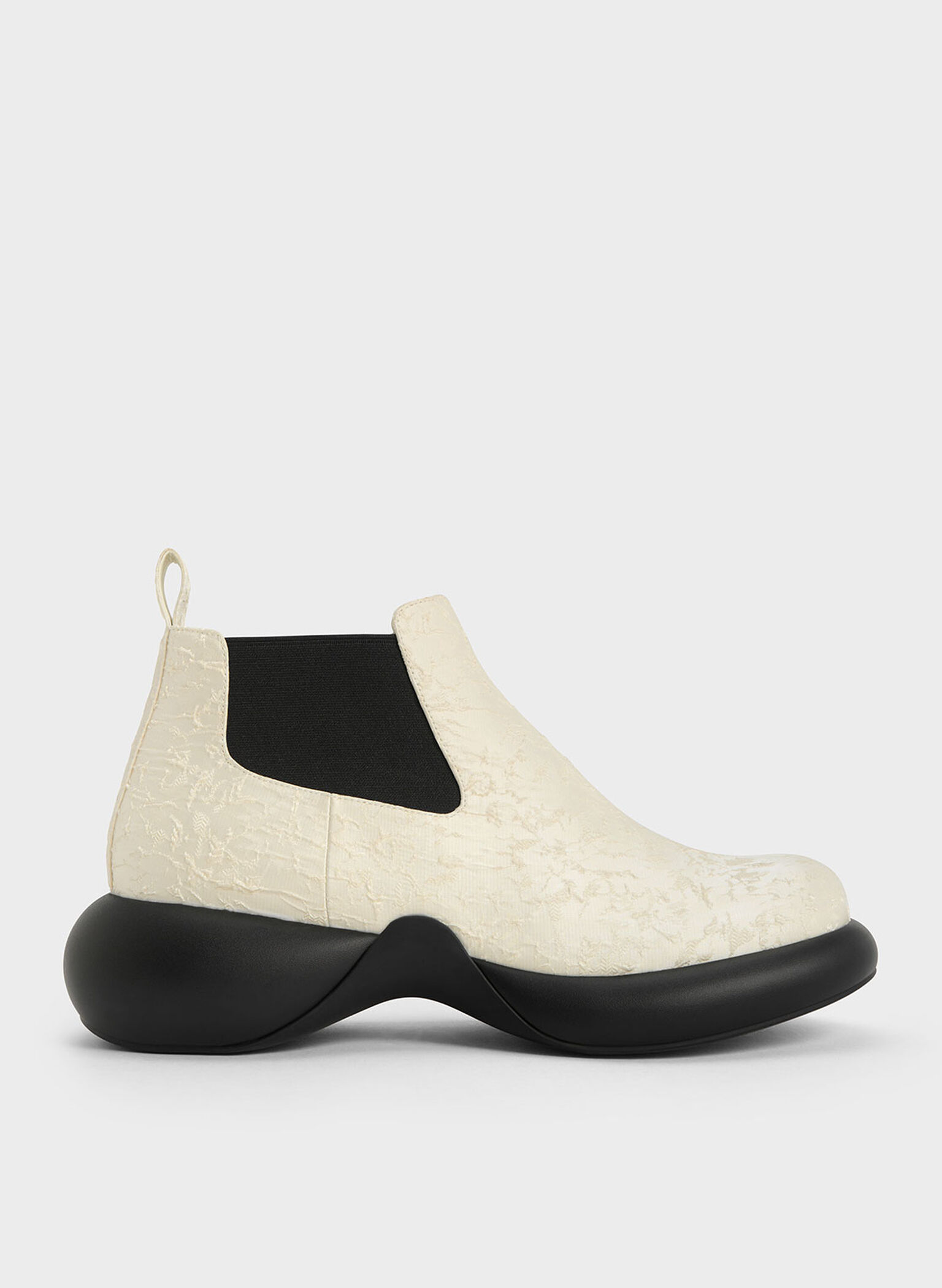 Hallie Textured Ankle Boots, White, hi-res