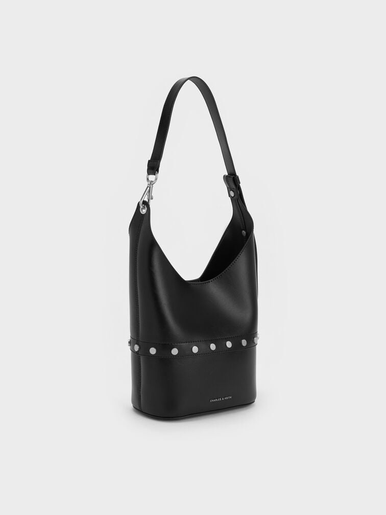 Bobbie Studded Convertible Two-Way Bucket Bag, Noir, hi-res