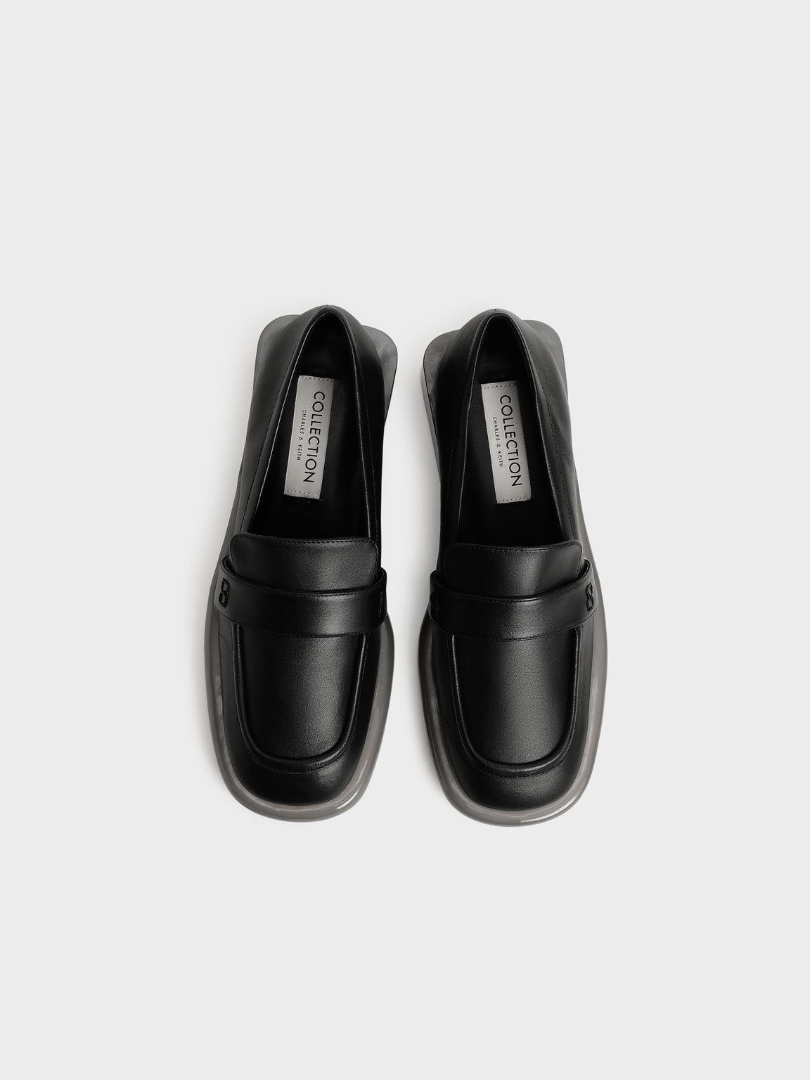 Leather Penny Loafers, Black, hi-res