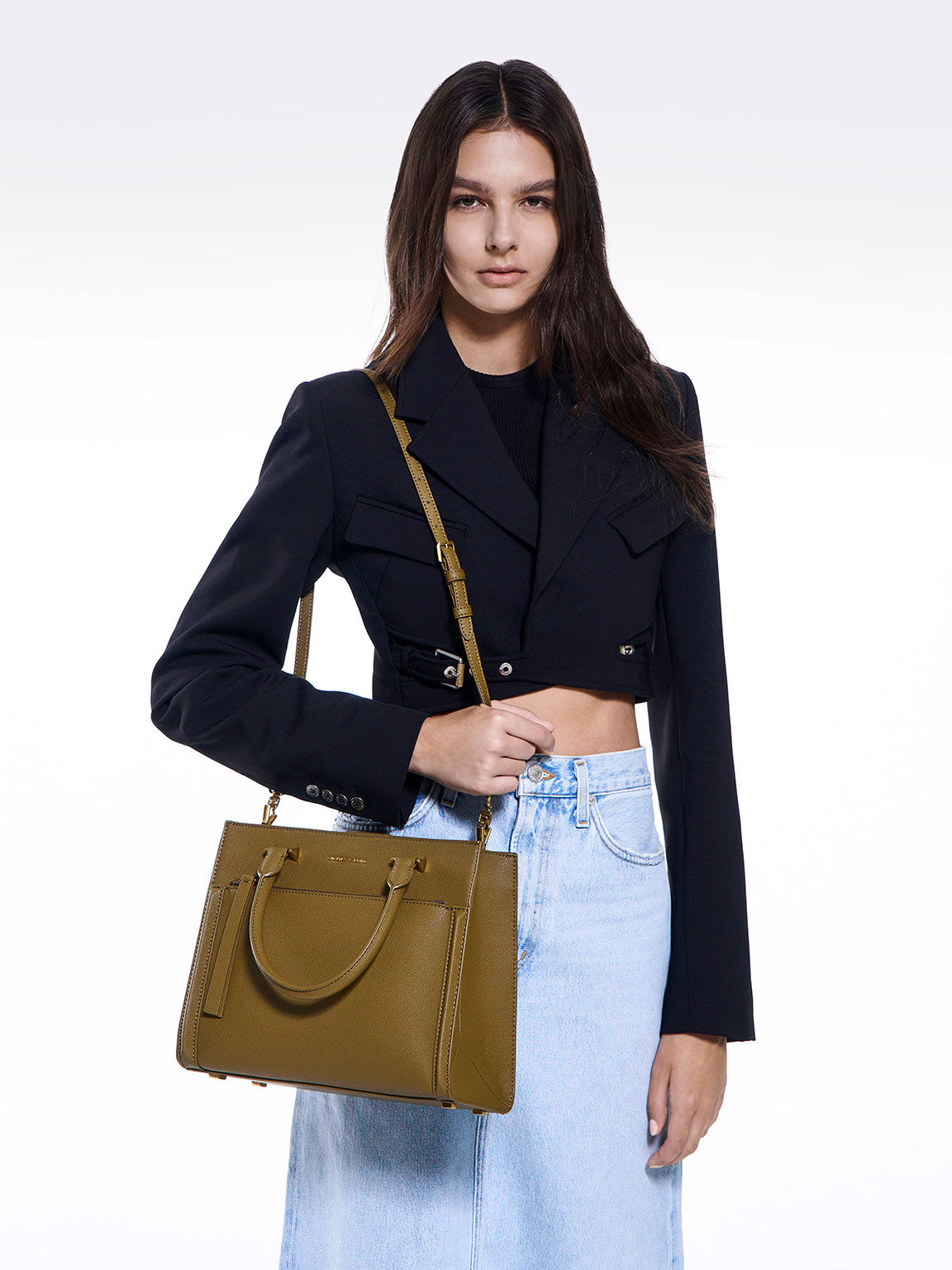 Charles and keith structured tote bag sale