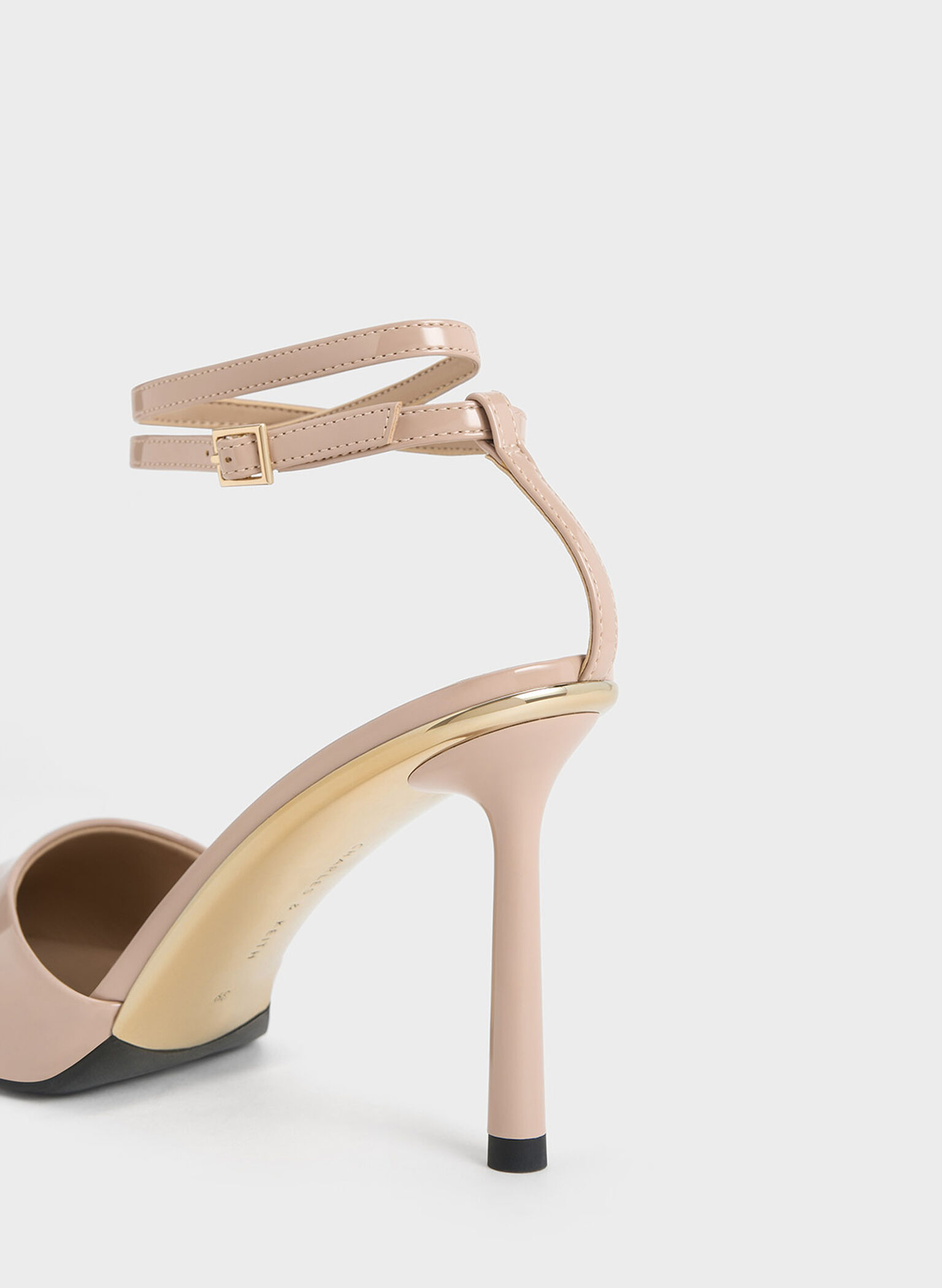 Patent Pointed-Toe Ankle-Strap Pumps, Nude, hi-res