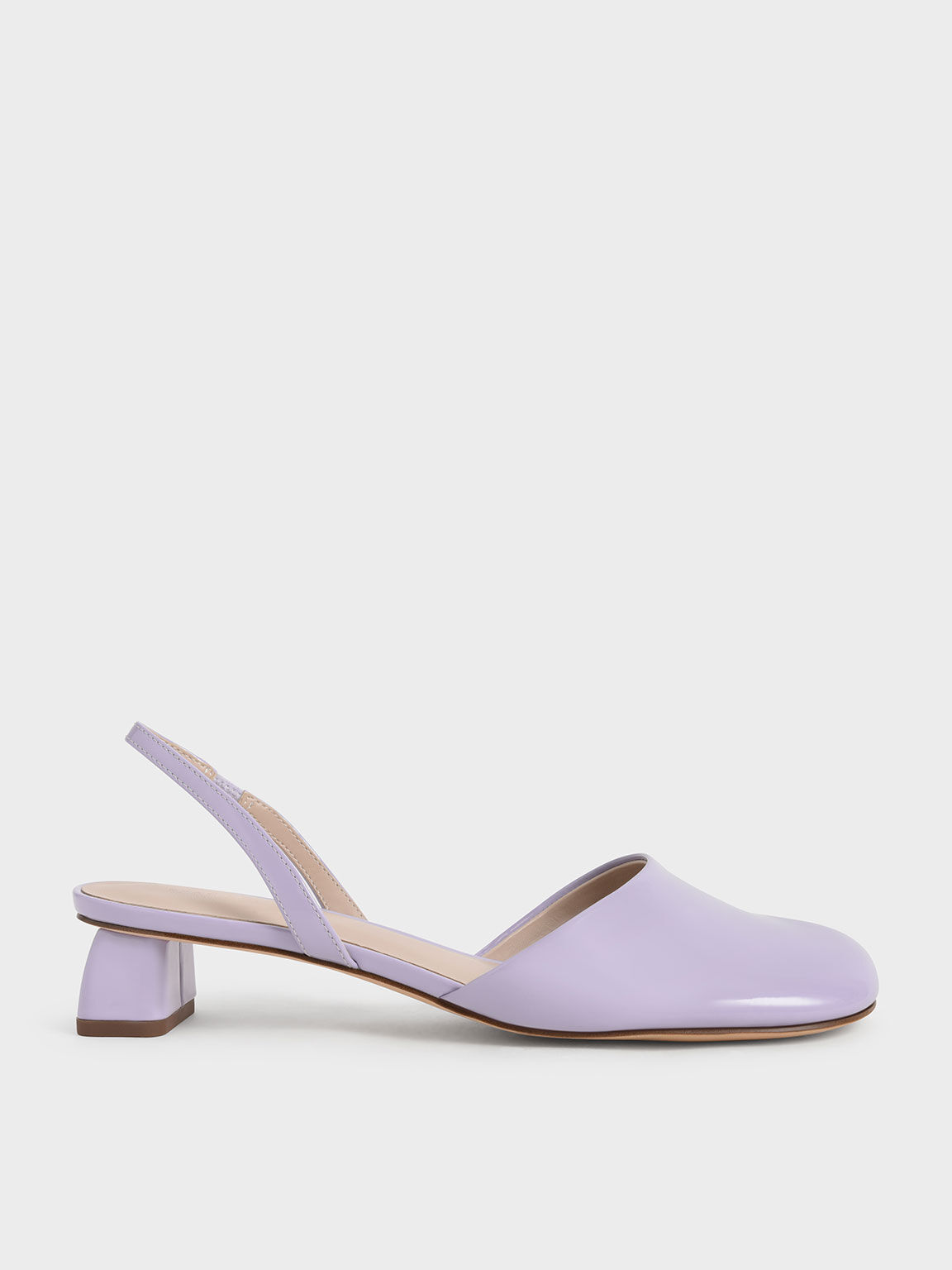 round toe patent pumps