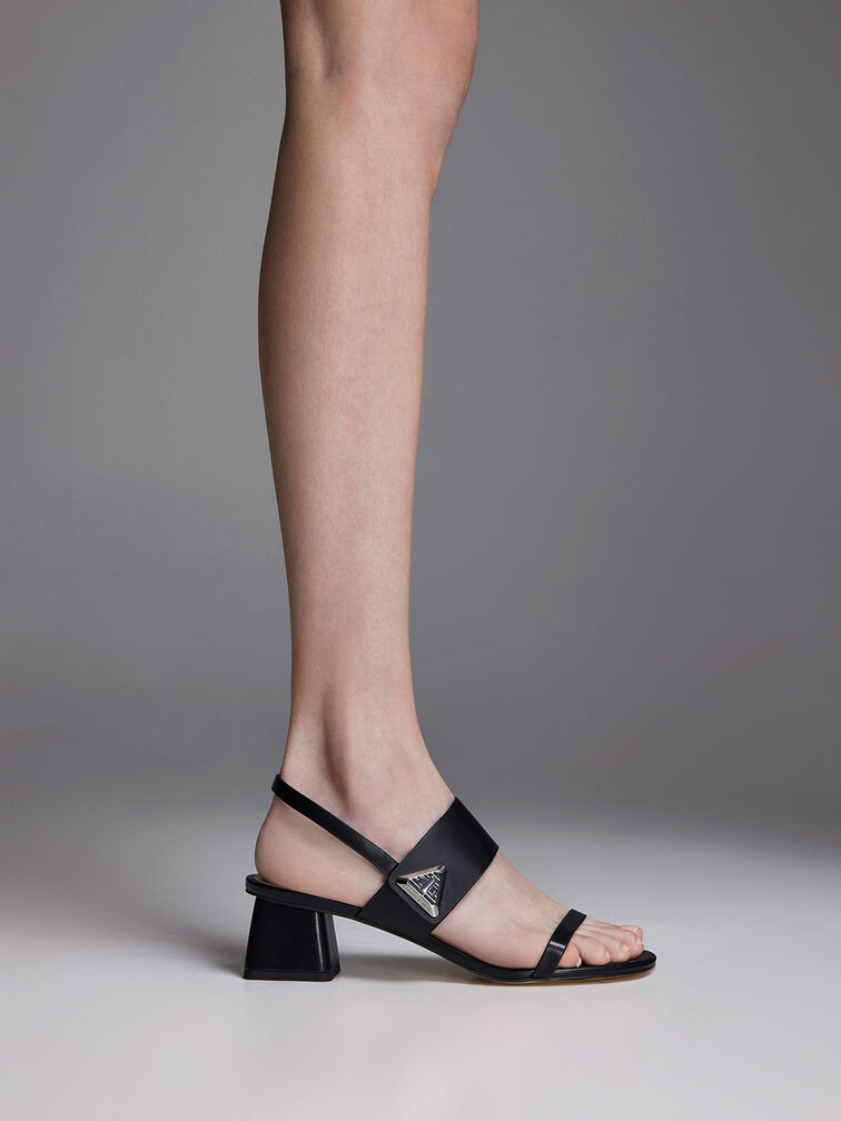 Trice Metallic Accent Block Heel Sandals, Black, hi-res