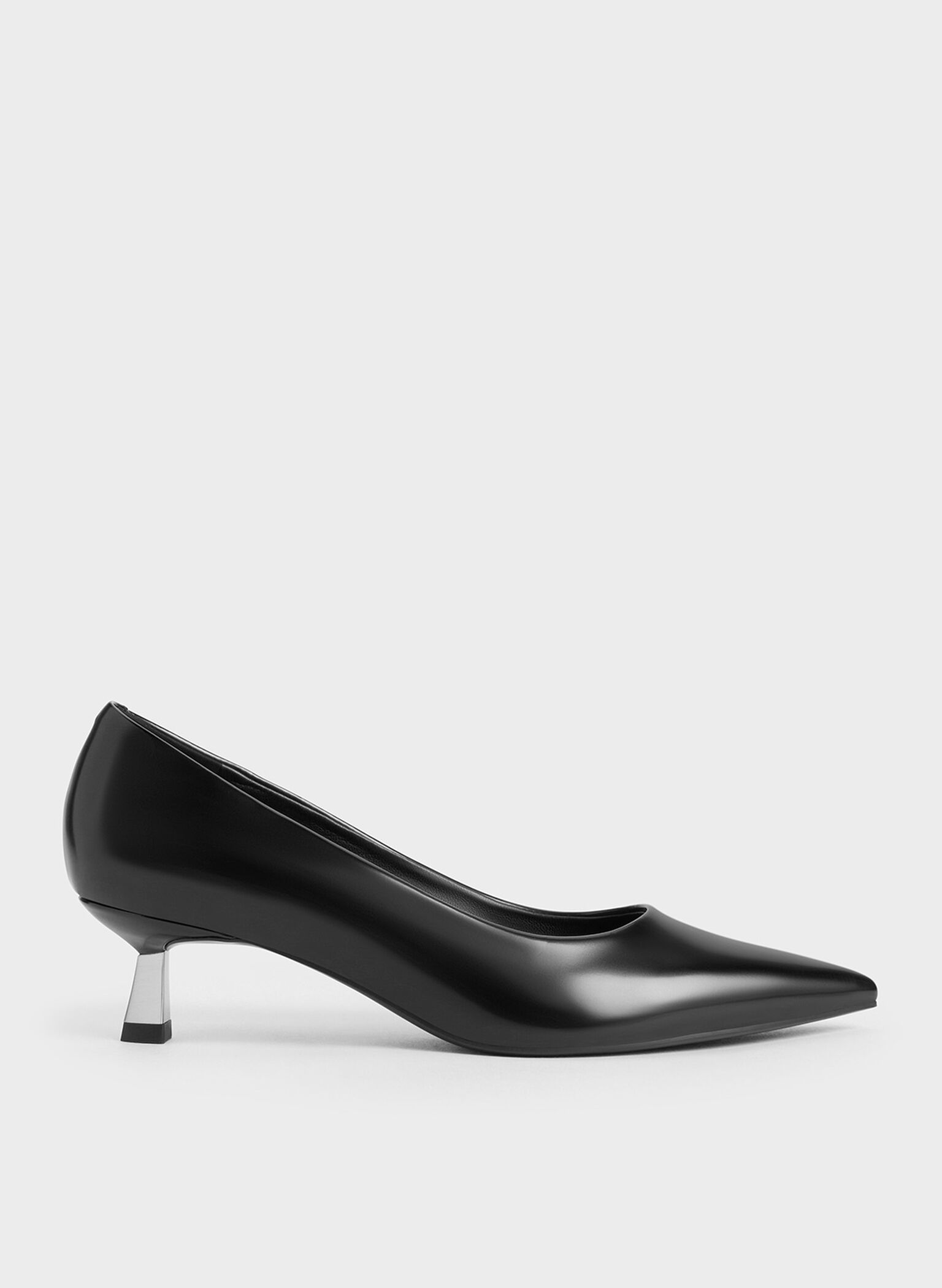 Pointed-Toe Kitten-Heel Pumps, Black Box, hi-res