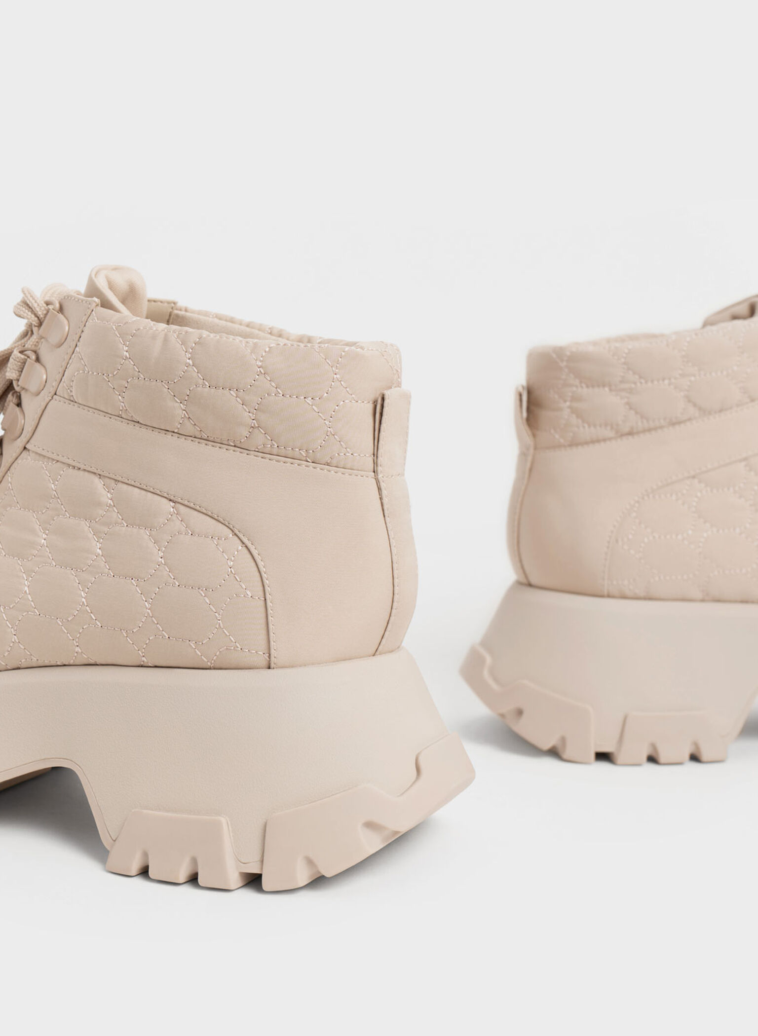Recycled Polyester High-Top Sneakers, Nude, hi-res