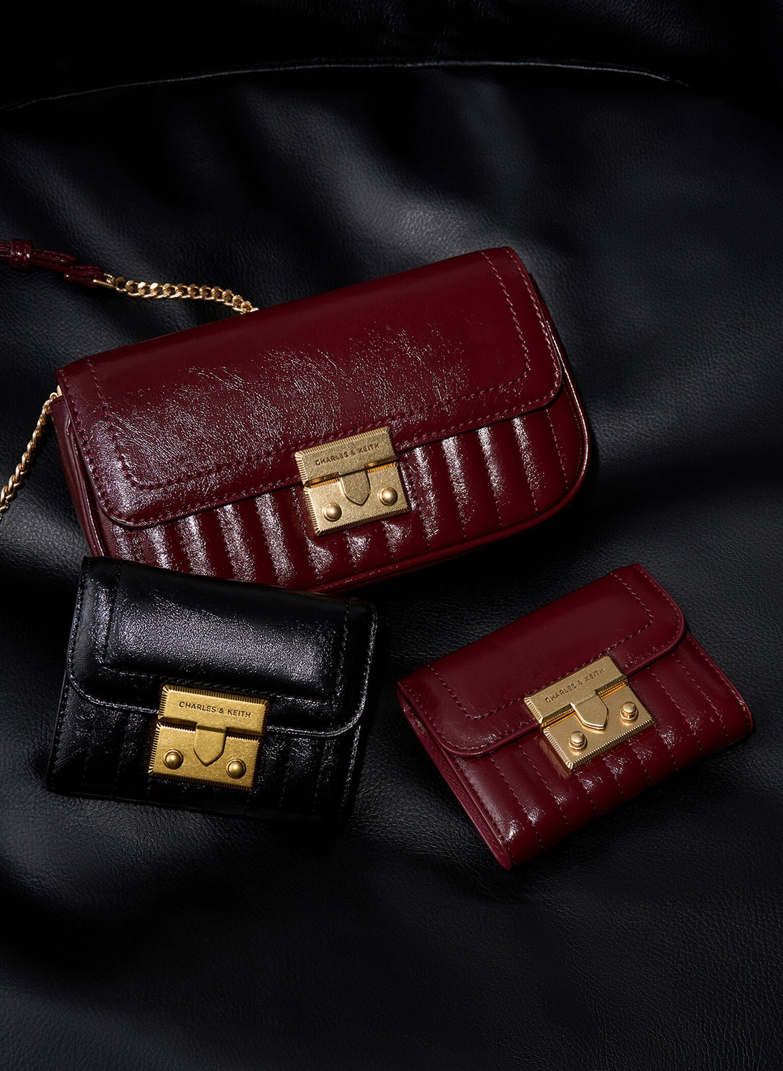 Donna Crinkle-Effect Wallet, Black, hi-res