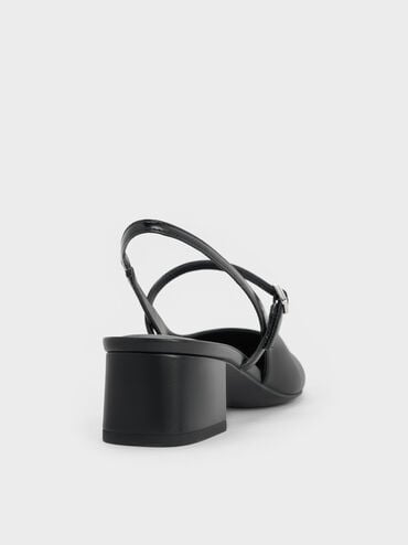Block-Heel Slingback Mary Jane Pumps, Black, hi-res