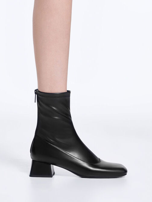 Trapeze Block Heel Ankle Boots, Black, hi-res