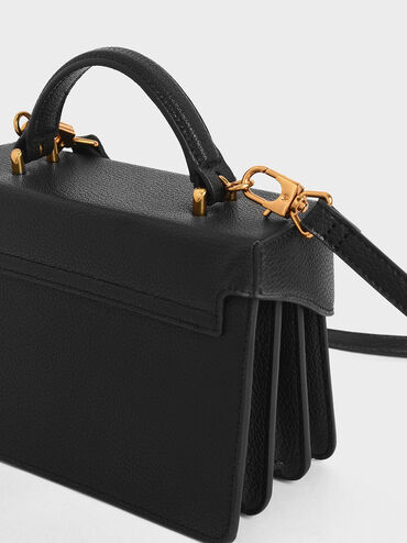 Allie Push-Lock Top Handle Bag, Black, hi-res