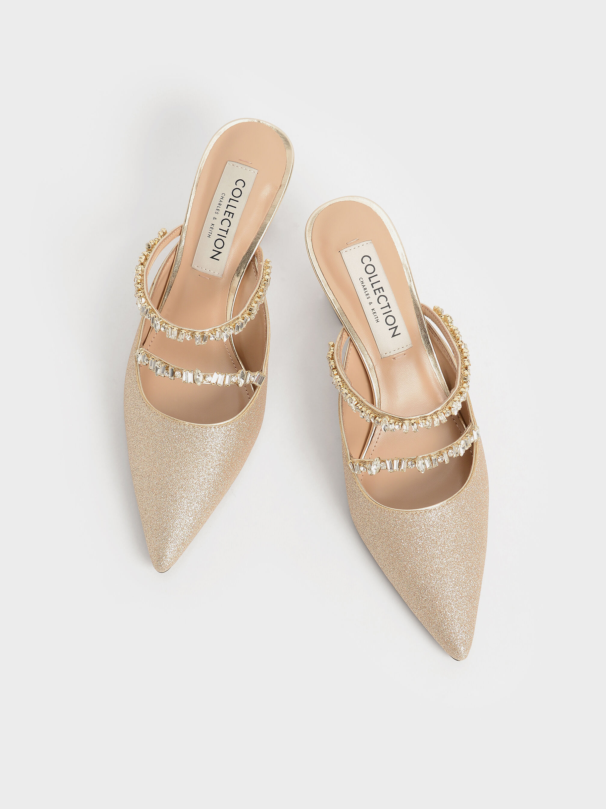 Gold flat mules new arrivals