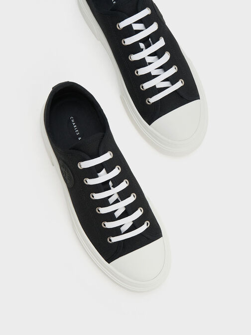 Kay Canvas Low-Top Sneakers, Black, hi-res