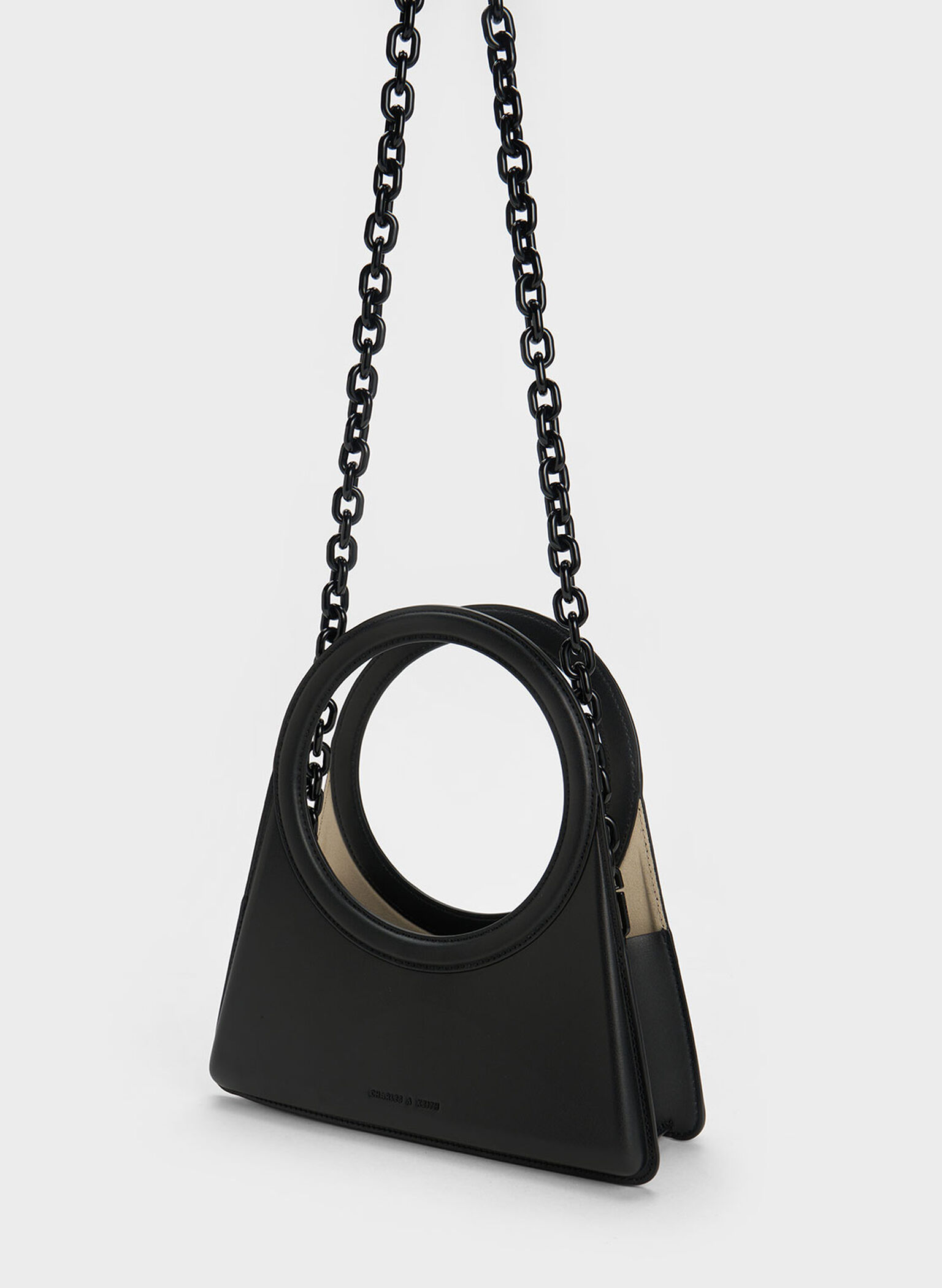 Camelia Circle Handle Geometric Bag, Black, hi-res