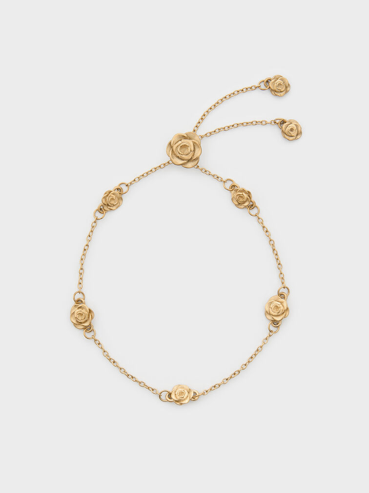 Rosalind Flower-Motif Bracelet, Brush Gold, hi-res