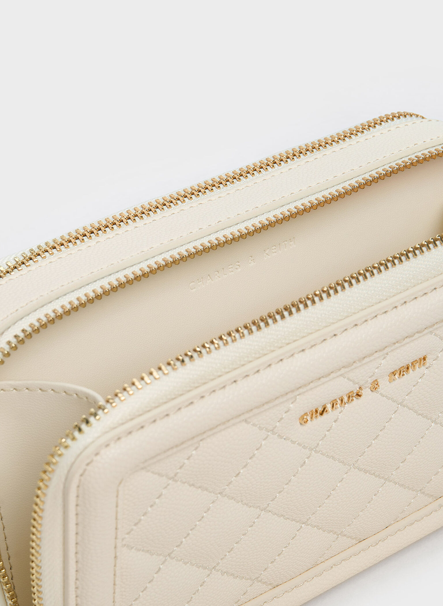 Quilted Boxy Long Wallet, Cream, hi-res