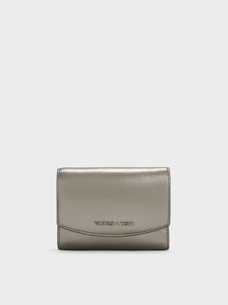 Briony Crinkle-Effect Curved Flap Wallet, Pewter, hi-res