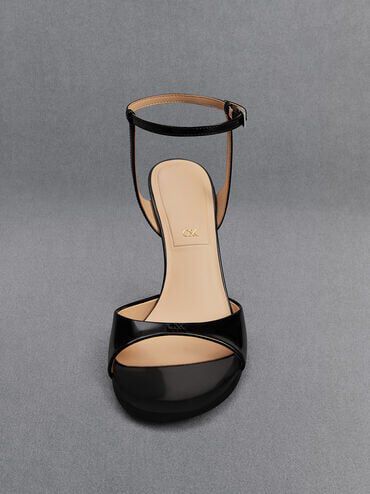 Black leather strap heels shop