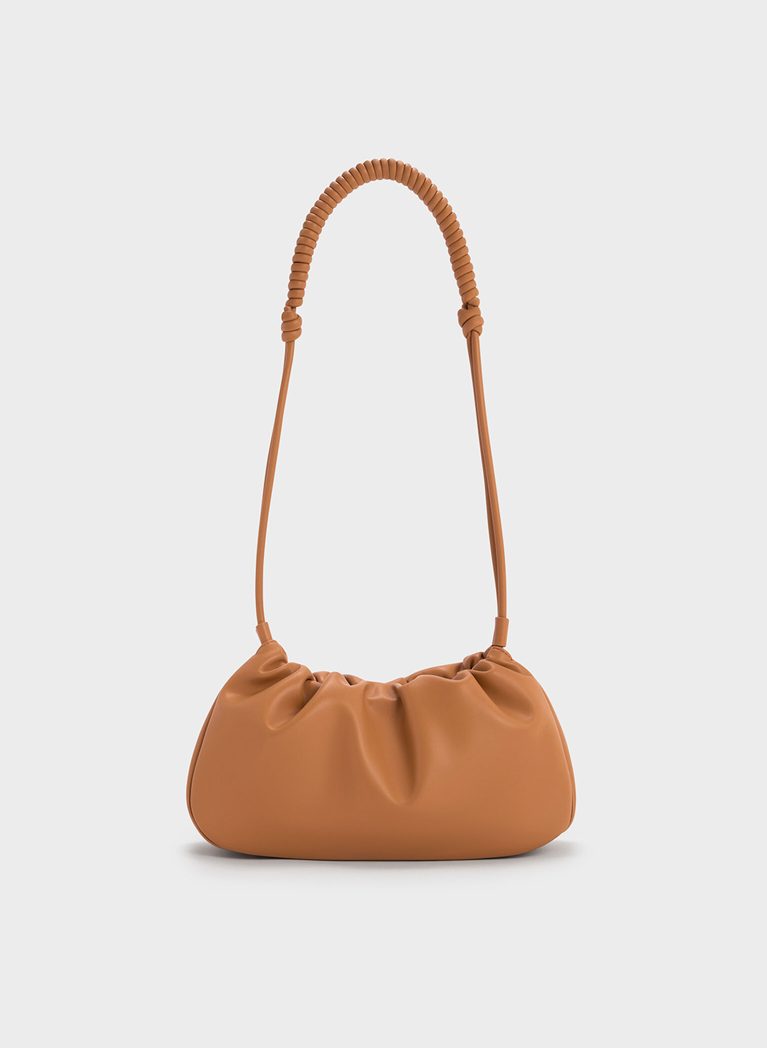 Lorelai Ruched Knotted-Strap Shoulder Bag, Russet Brown, hi-res