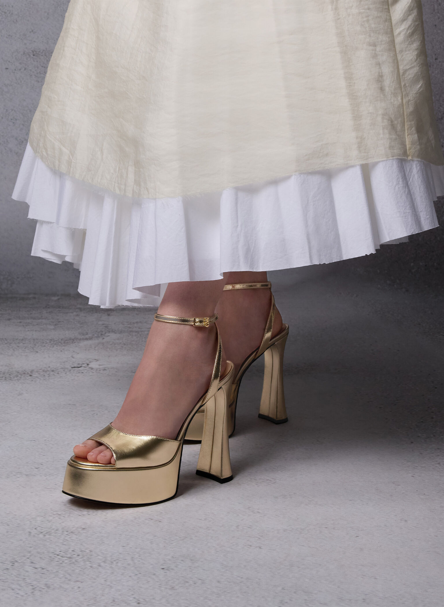 Michelle Metallic Leather Platform Sandals, Gold, hi-res