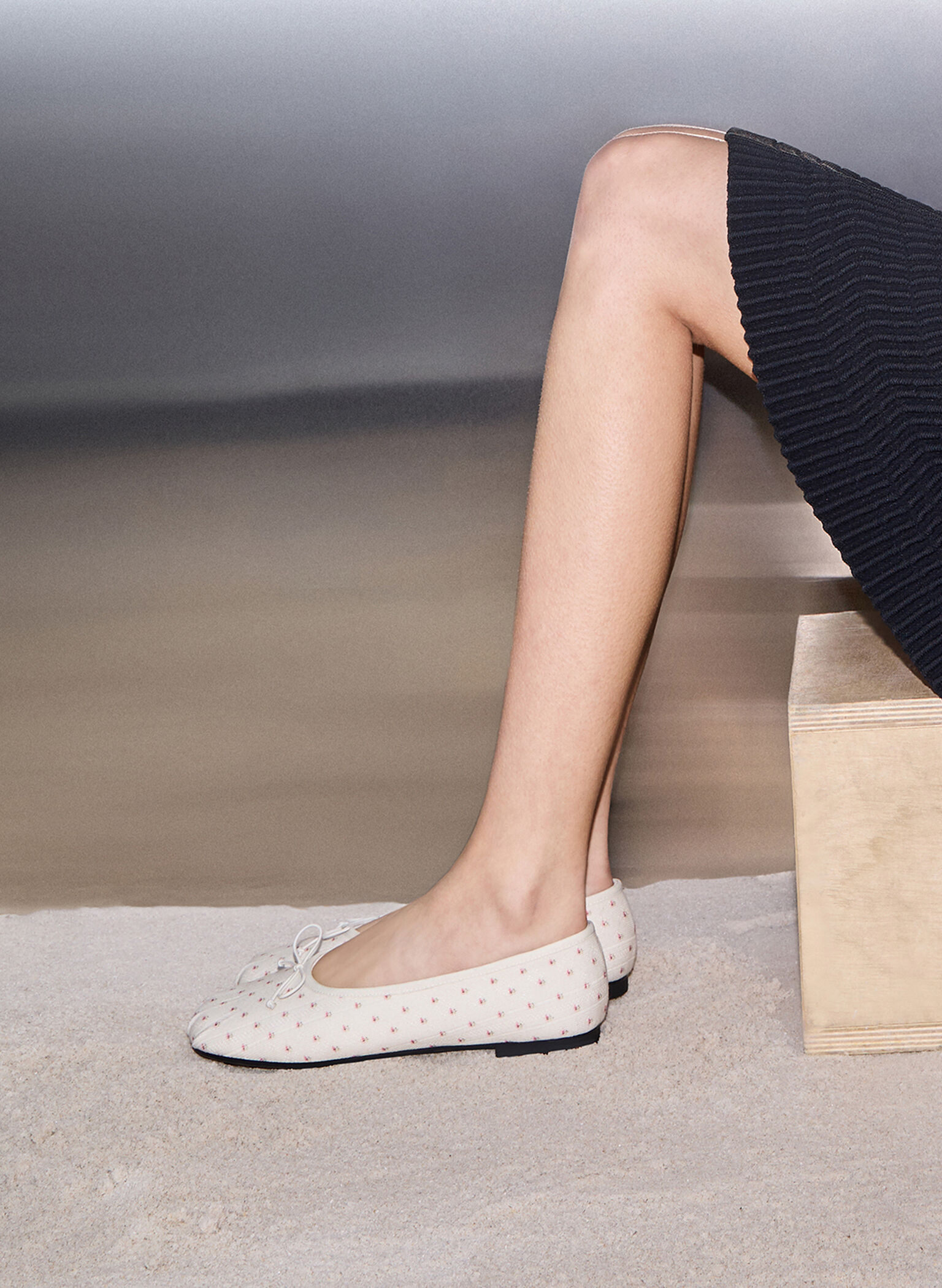 Floral-Print Bow Ballet Flats, Multi, hi-res