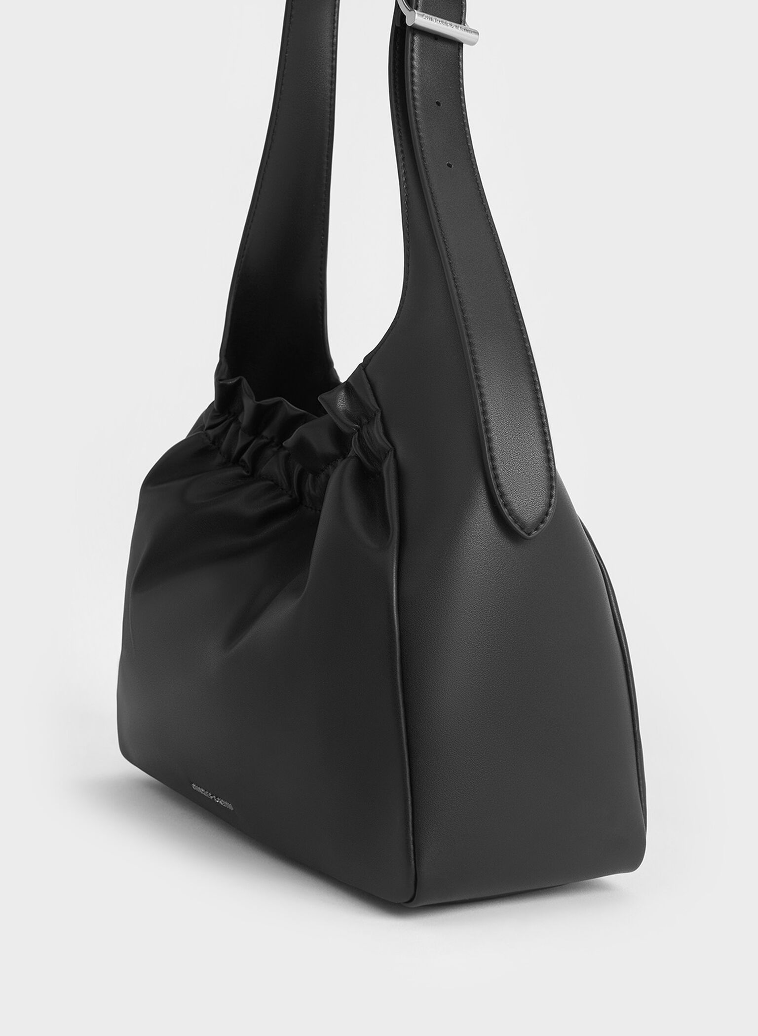 Brigette Ruched Shoulder Bag, Noir, hi-res