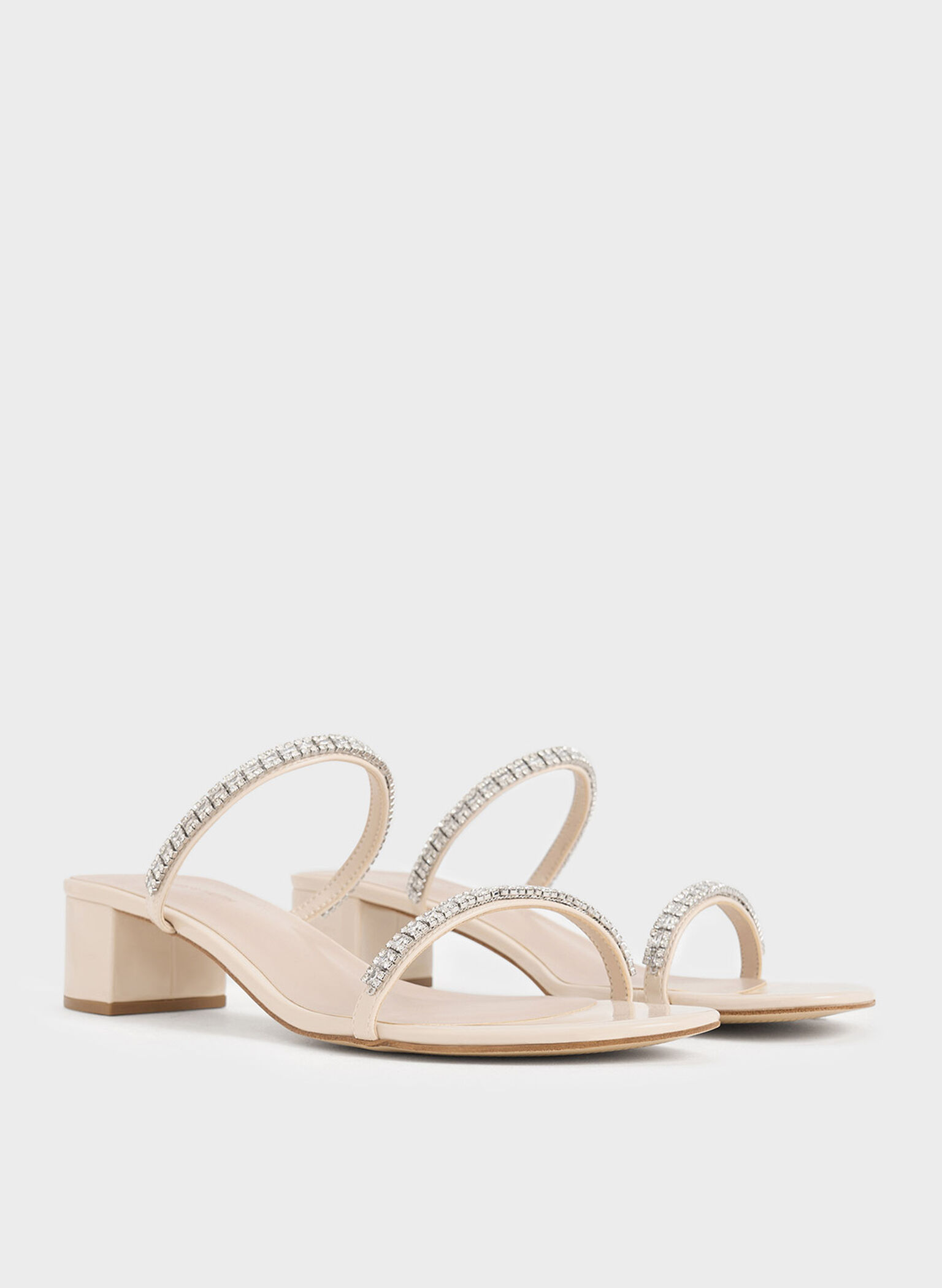 Ambrosia Gem-Embellished Mules, Cream, hi-res