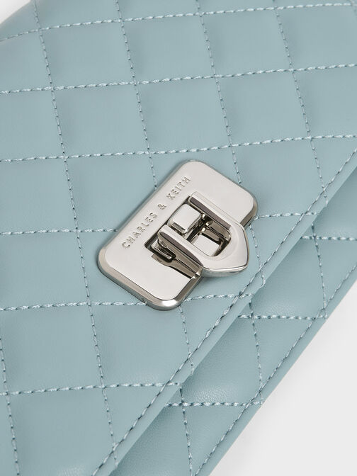 Cressida Quilted Push-Lock Clutch, Slate Blue, hi-res