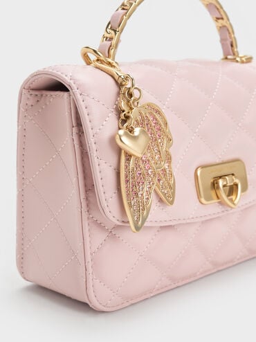 Gift Set: Cressida Quilted Top Handle Bag With Bag Charms, Cotton Candy Pink, hi-res
