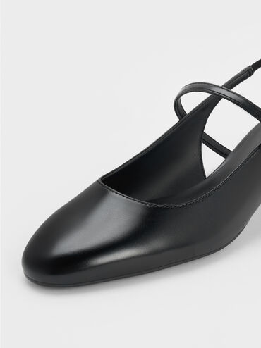 Block-Heel Slingback Mary Jane Pumps, Black, hi-res