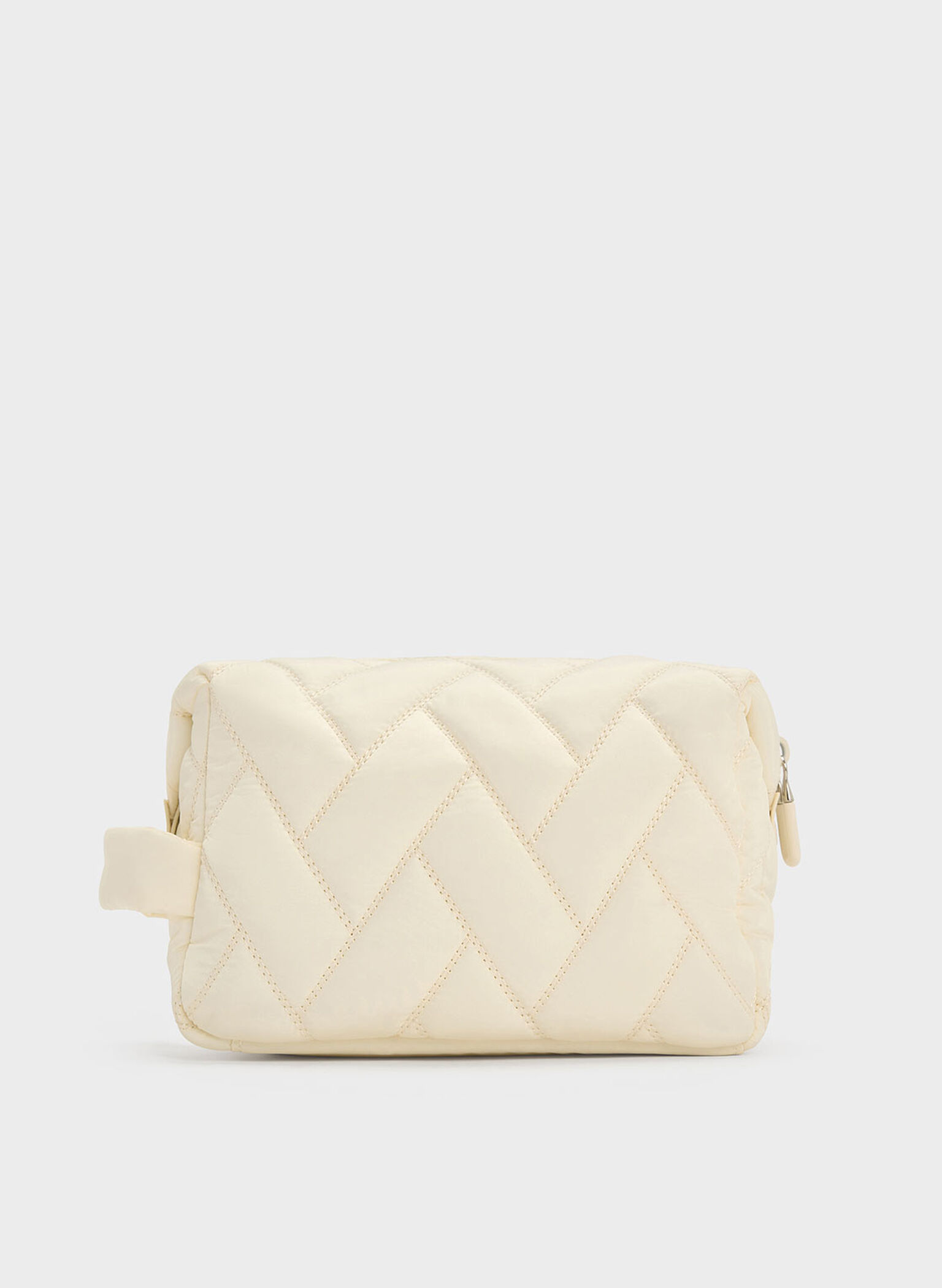 Nylon Chevron Pouch, Cream, hi-res