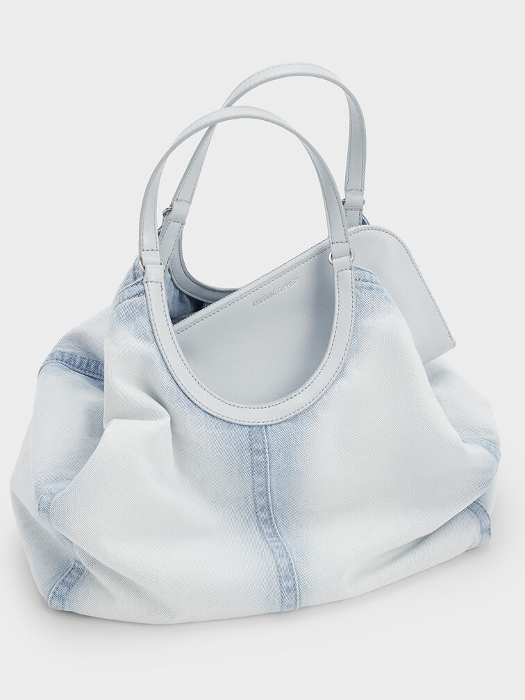 Ivette Denim Tote Bag, Light Washed Denim, hi-res