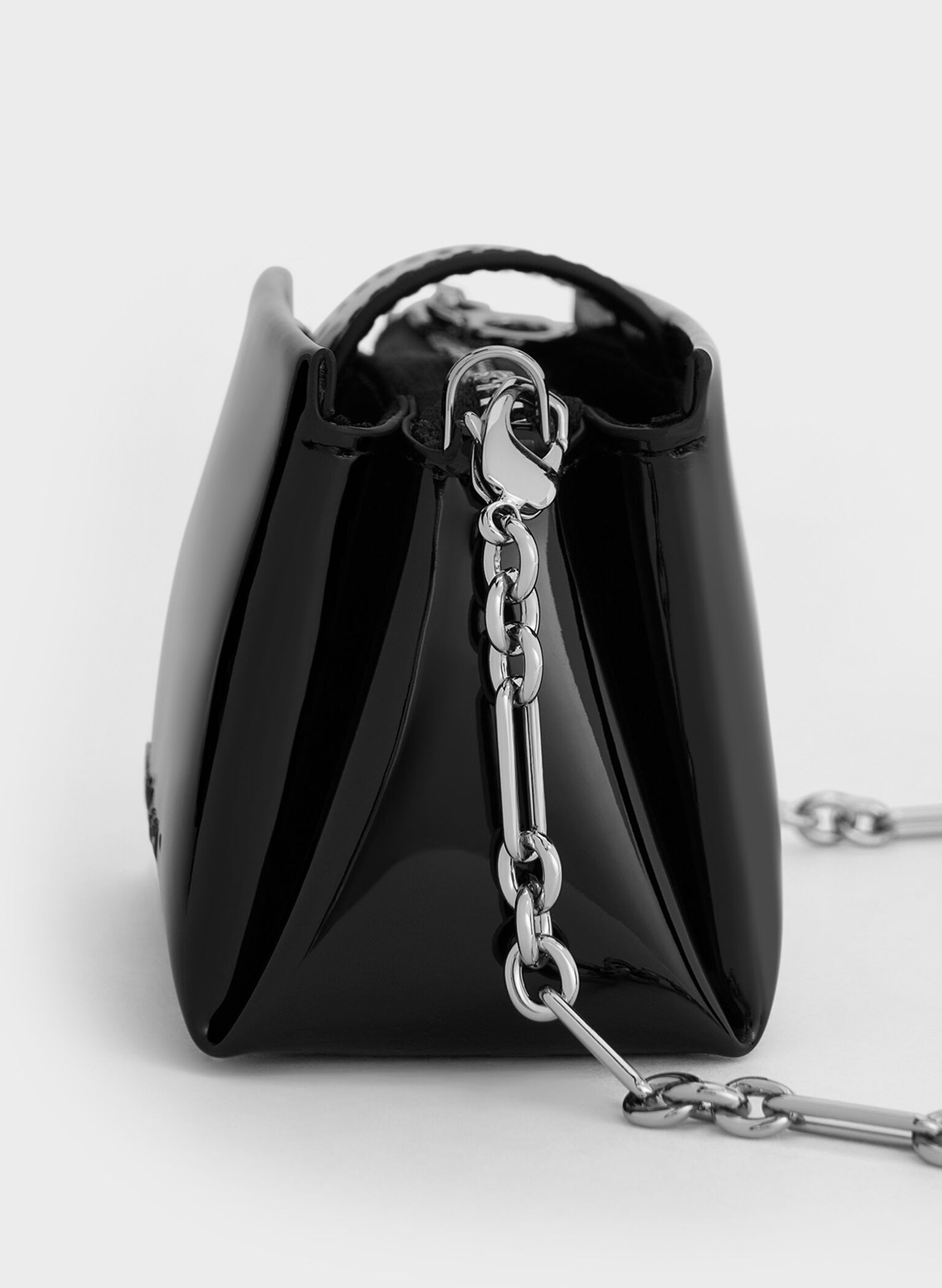 Bosie Patent Top Handle Pouch, Noir, hi-res