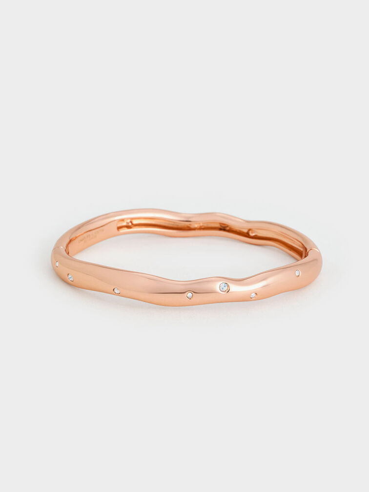 Ottilie Crystal Sculptural Bangle, Rose Gold, hi-res